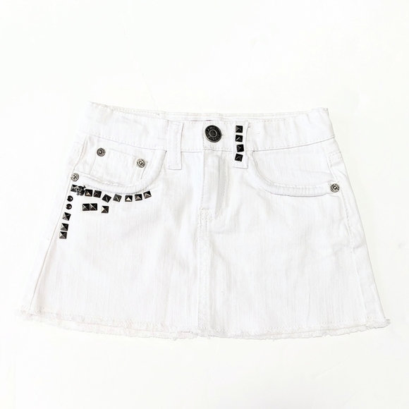 Vigoss Girls White Denim Mini Skirt with Studs - Picture 1 of 7